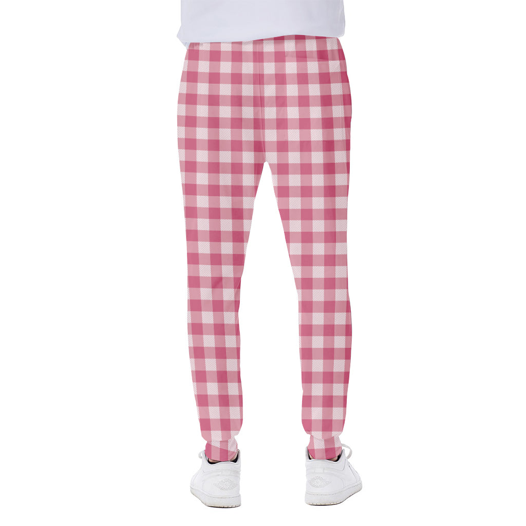 Pink Check Pattern Print Scuba Joggers