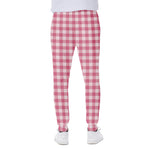Pink Check Pattern Print Scuba Joggers