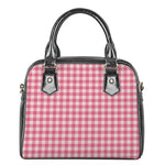 Pink Check Pattern Print Shoulder Handbag