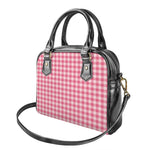 Pink Check Pattern Print Shoulder Handbag
