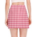 Pink Check Pattern Print Side Slit Mini Skirt