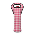 Pink Check Pattern Print Single Neoprene Wine Tote