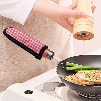 Pink Check Pattern Print Skillet Handle Cover