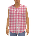 Pink Check Pattern Print Sleeveless Baseball Jersey