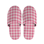 Pink Check Pattern Print Slippers