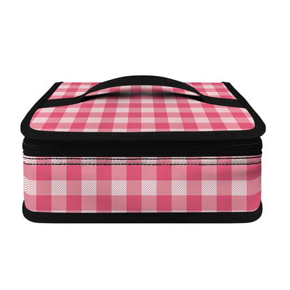 Pink Check Pattern Print Small Lunch Bag
