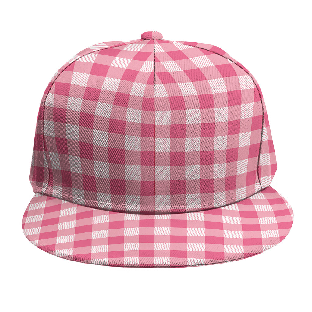 Pink Check Pattern Print Snapback Cap