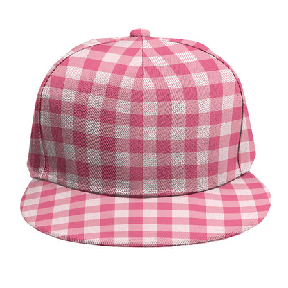 Pink Check Pattern Print Snapback Cap