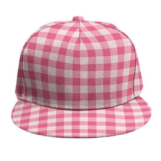 Pink Check Pattern Print Snapback Cap