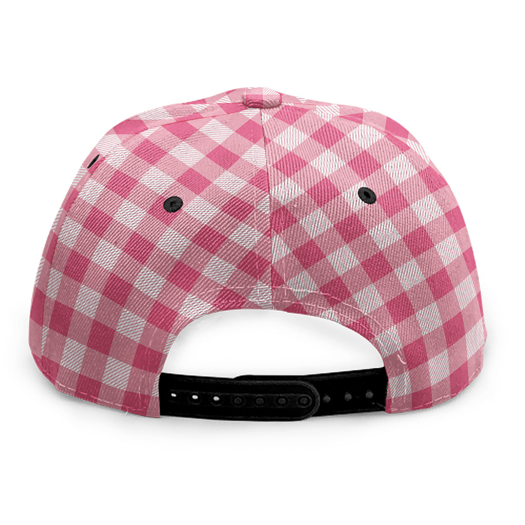 Pink Check Pattern Print Snapback Cap