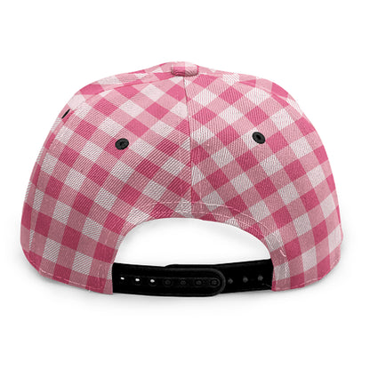 Pink Check Pattern Print Snapback Cap