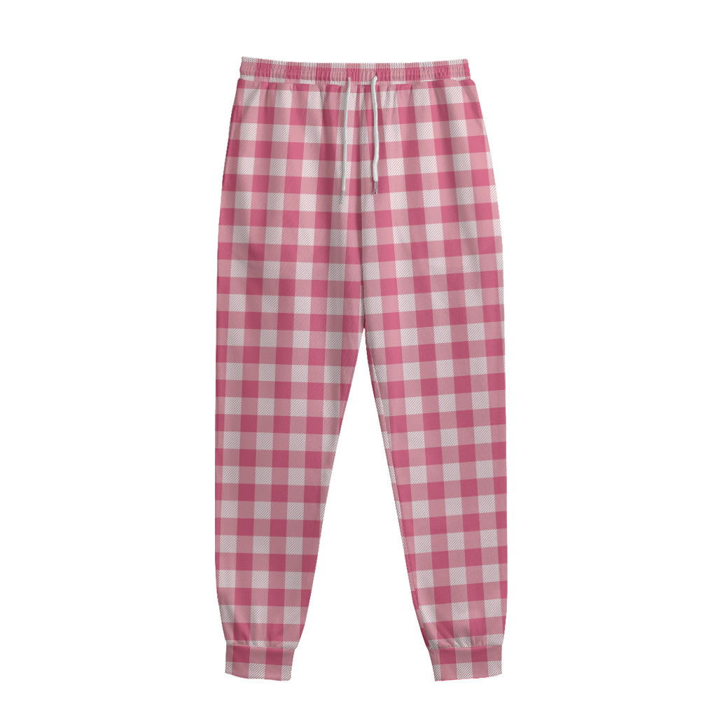 Pink Check Pattern Print Sweatpants