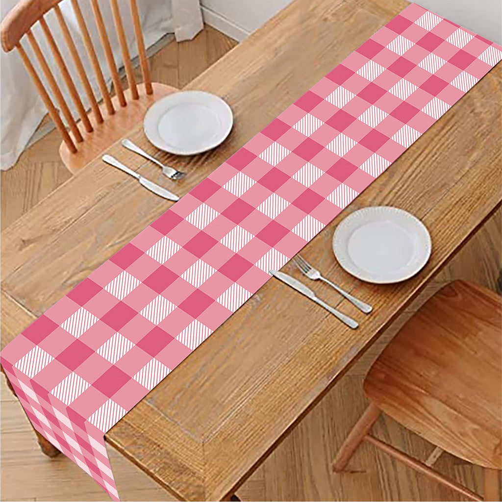 Pink Check Pattern Print Table Runner