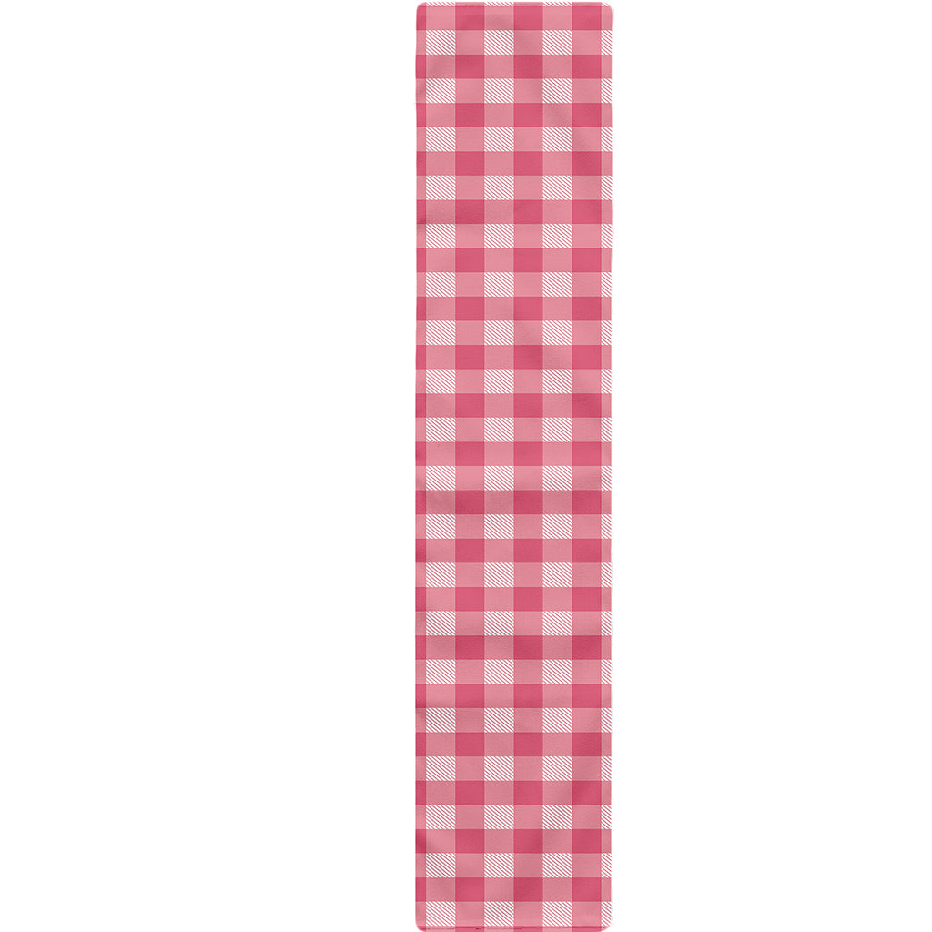 Pink Check Pattern Print Table Runner