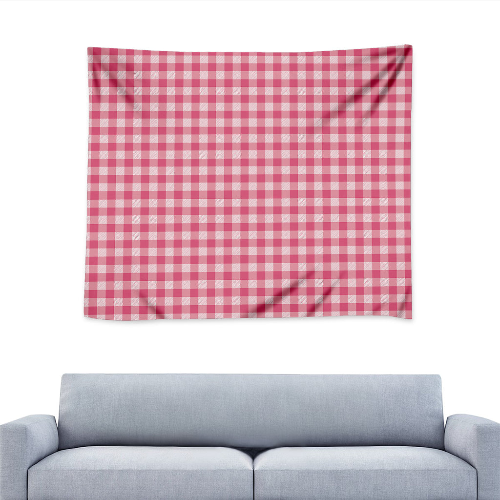 Pink Check Pattern Print Tapestry