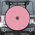 Pink Check Pattern Print Tire Cover With Camera Hole