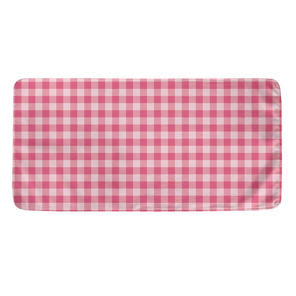Pink Check Pattern Print Towel