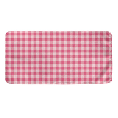 Pink Check Pattern Print Towel
