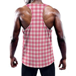 Pink Check Pattern Print Training Tank Top