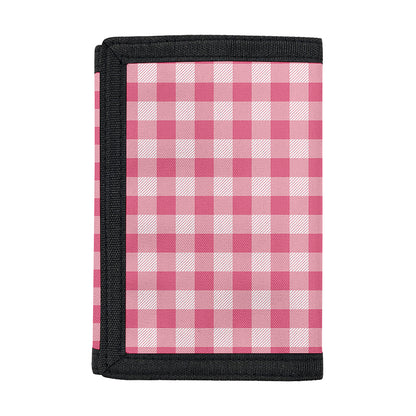 Pink Check Pattern Print Trifold Wallet