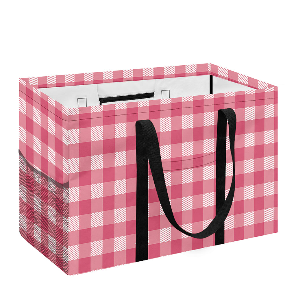 Pink Check Pattern Print Utility Tote Bag