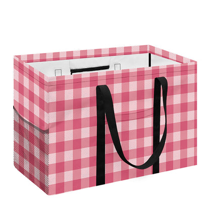 Pink Check Pattern Print Utility Tote Bag