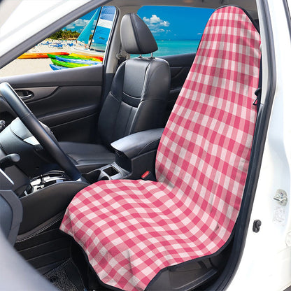 Pink Check Pattern Print Waterproof Car Seat Cover