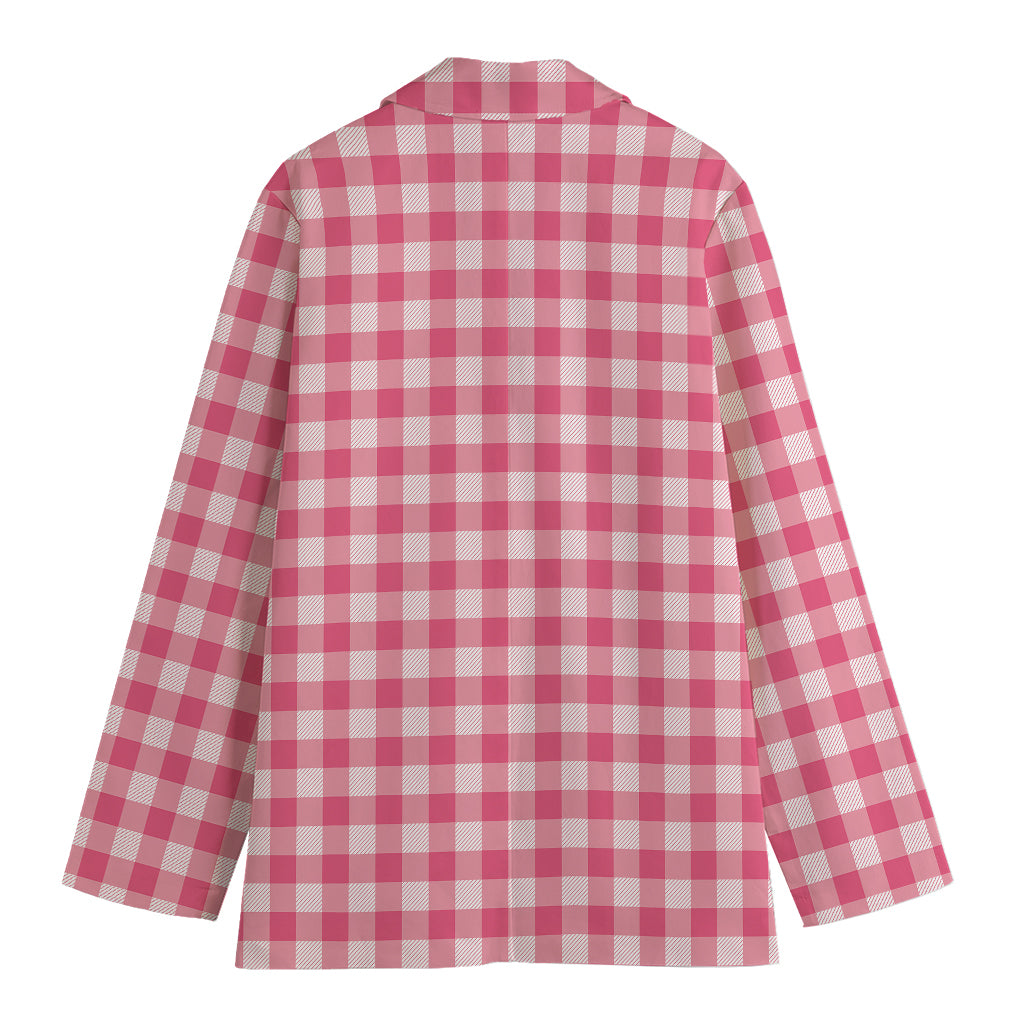 Pink Check Pattern Print Women's Blazer