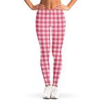 Pink Check Pattern Print Women's Leggings