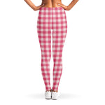 Pink Check Pattern Print Women's Leggings