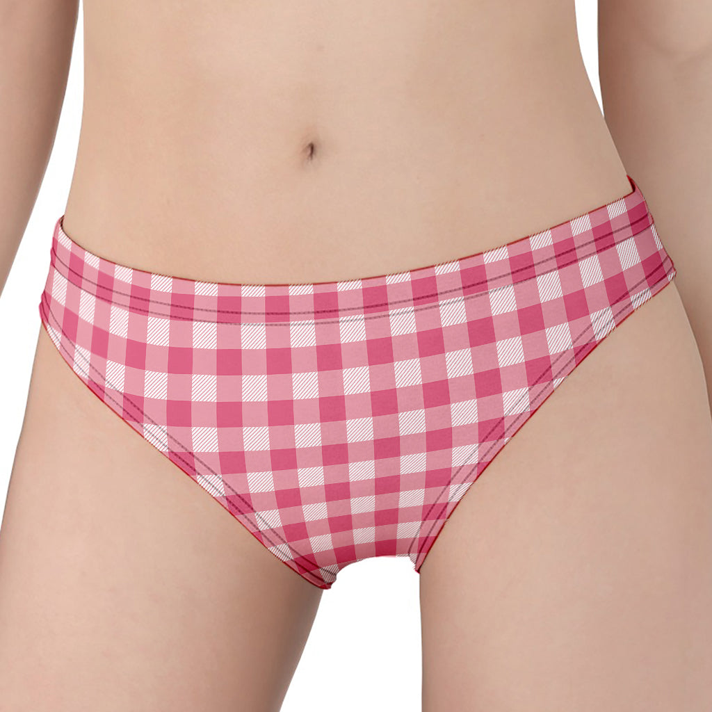 Pink Check Pattern Print Women's Panties