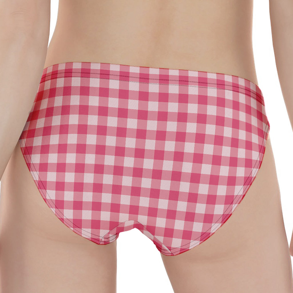 Pink Check Pattern Print Women's Panties