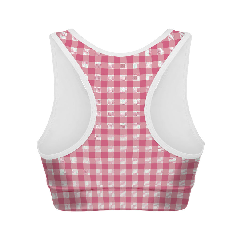 Pink Check Pattern Print Women's Sports Bra