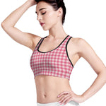 Pink Check Pattern Print Women's Sports Bra