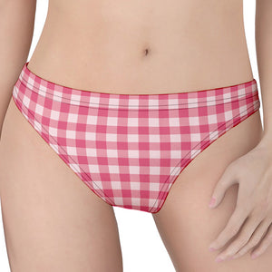 Pink Check Pattern Print Women's Thong