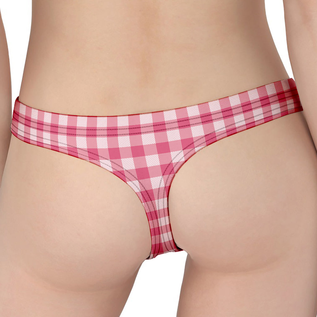 Pink Check Pattern Print Women's Thong