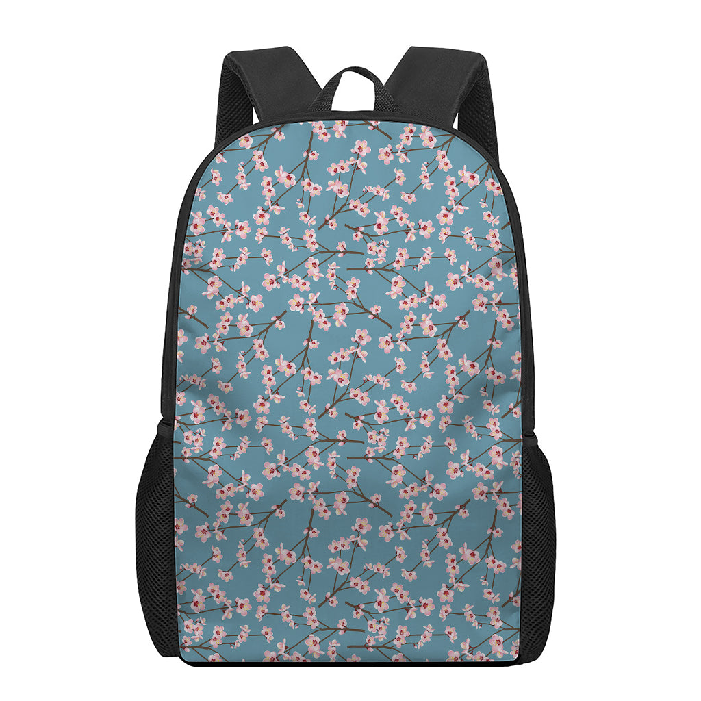 Pink Cherry Blossom Pattern Print 17 Inch Backpack