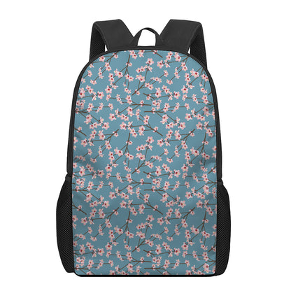 Pink Cherry Blossom Pattern Print 17 Inch Backpack