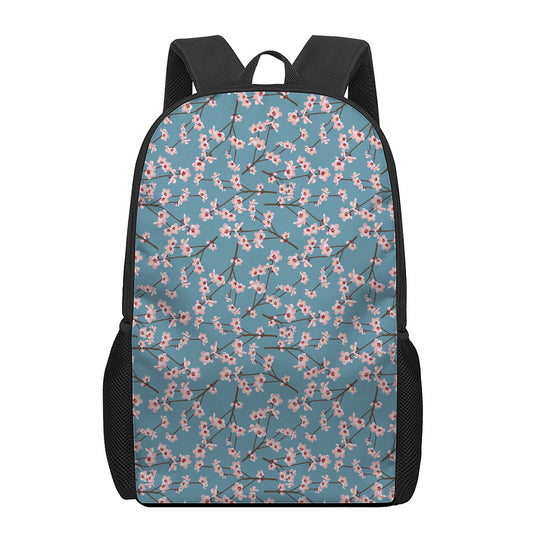 Pink Cherry Blossom Pattern Print 17 Inch Backpack