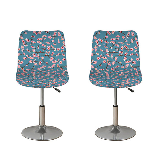 Pink Cherry Blossom Pattern Print Bar Stool Covers