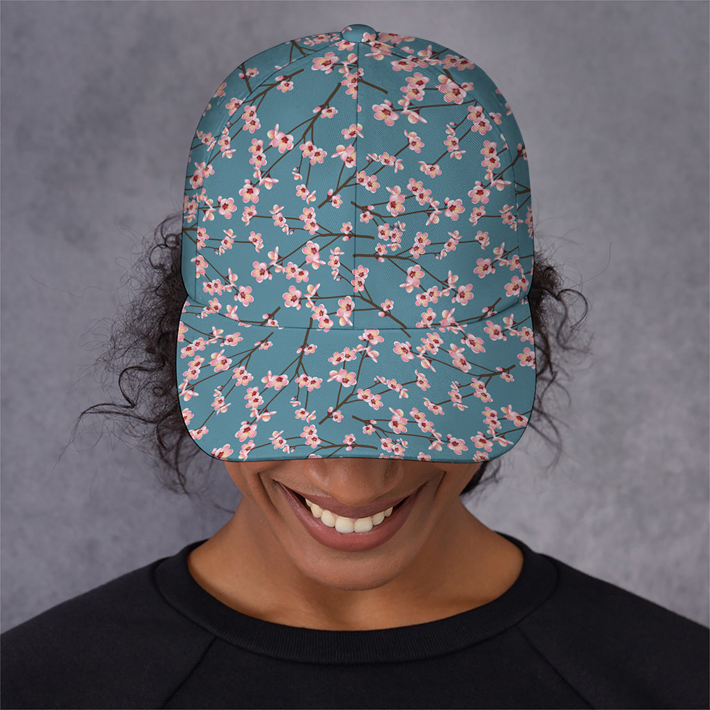 Pink Cherry Blossom Pattern Print Baseball Cap
