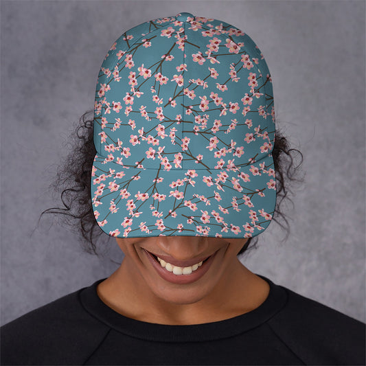 Pink Cherry Blossom Pattern Print Baseball Cap