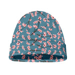 Pink Cherry Blossom Pattern Print Beanie