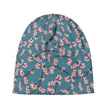 Pink Cherry Blossom Pattern Print Beanie