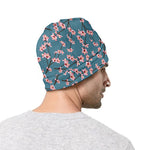 Pink Cherry Blossom Pattern Print Beanie
