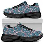 Pink Cherry Blossom Pattern Print Black Chunky Shoes