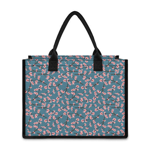 Pink Cherry Blossom Pattern Print Canvas Tote Bag