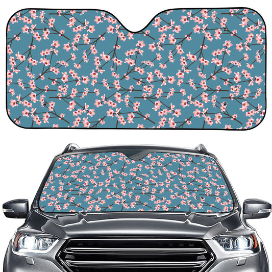 Pink Cherry Blossom Pattern Print Car Windshield Sun Shade
