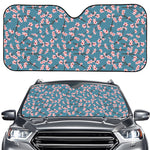 Pink Cherry Blossom Pattern Print Car Windshield Sun Shade