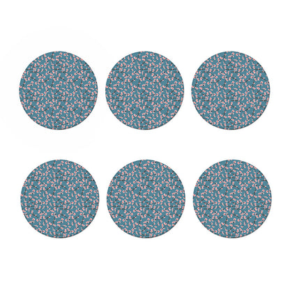 Pink Cherry Blossom Pattern Print Coaster Set